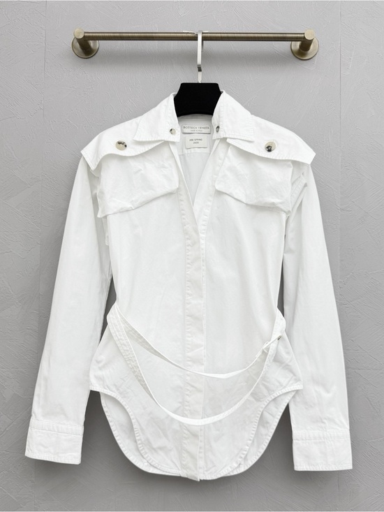 Bottega Veneta Jackets & Blazers - 🚩steal Bottega Veneta White Cotton Utility Jacket with Detachable Waist Strap